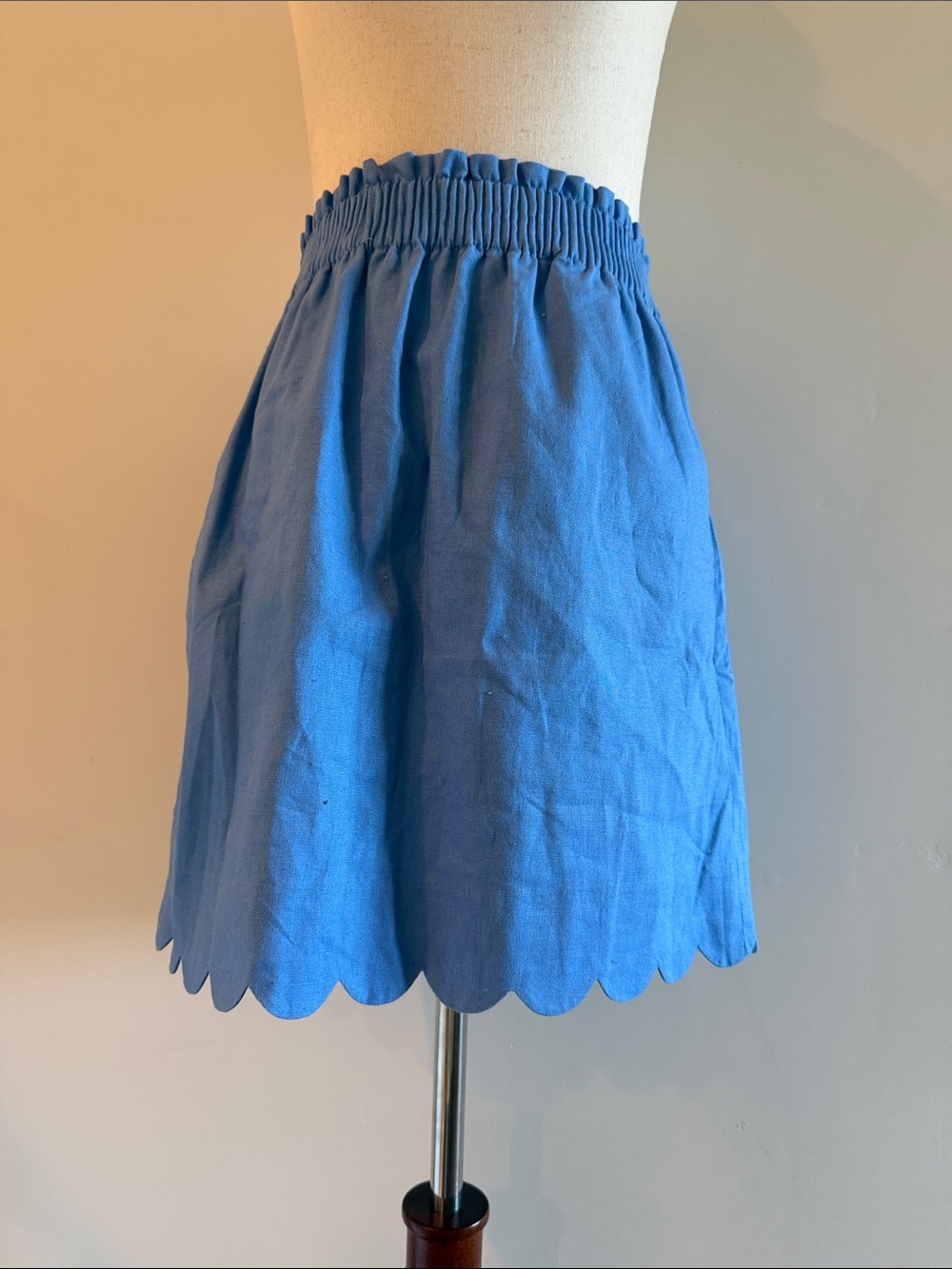 J. Crew Blue Scalloped Skater Skirt